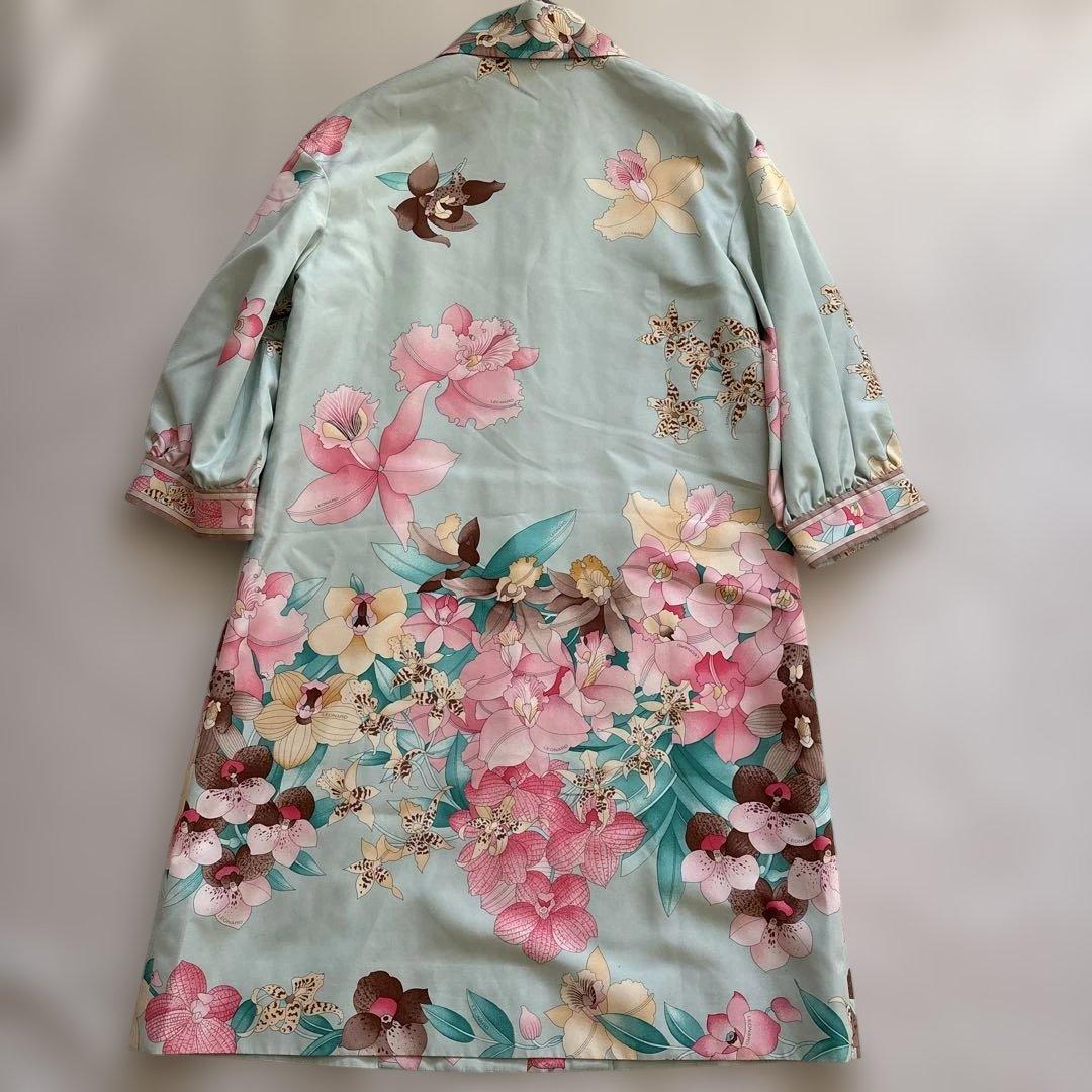 美品 ✨LEONARD レオナール シルク　絹　花トリム コート