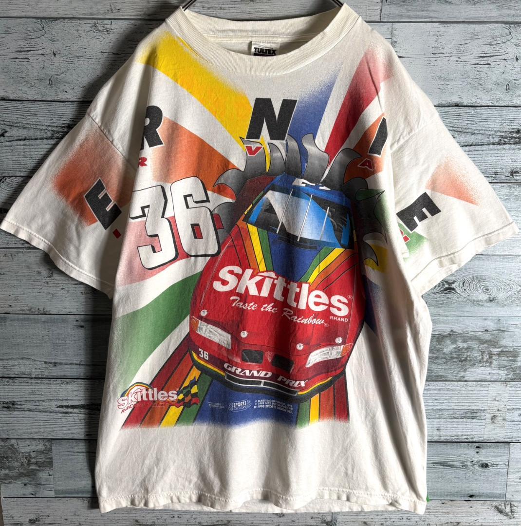 Skittles レーシングTシャツ NASCAR 両面プリント　メンズXL　白
