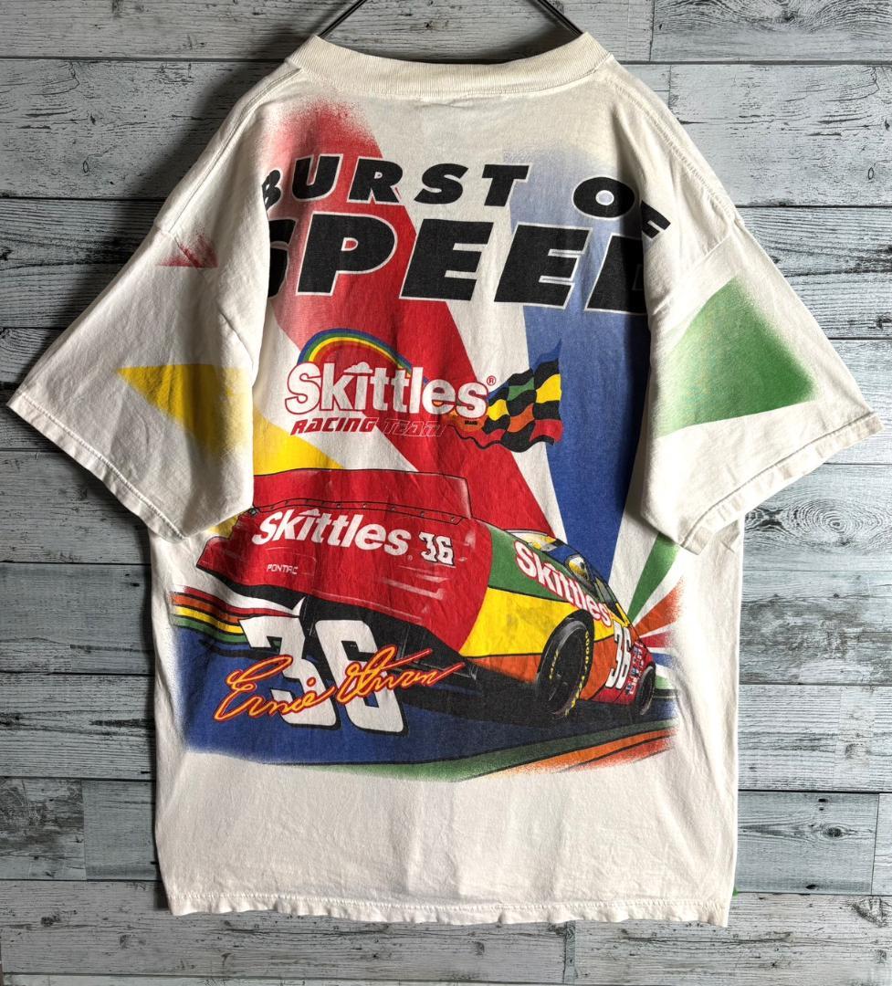 Skittles レーシングTシャツ NASCAR 両面プリント　メンズXL　白