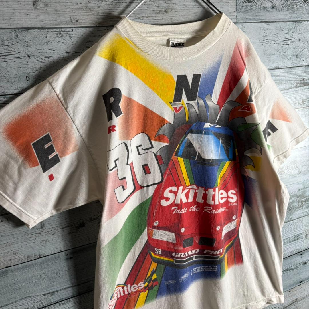 Skittles レーシングTシャツ NASCAR 両面プリント　メンズXL　白