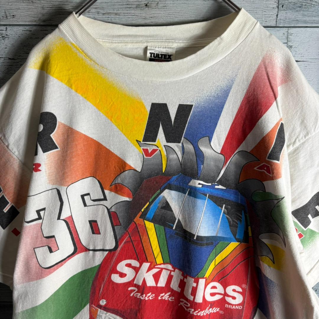 Skittles レーシングTシャツ NASCAR 両面プリント　メンズXL　白