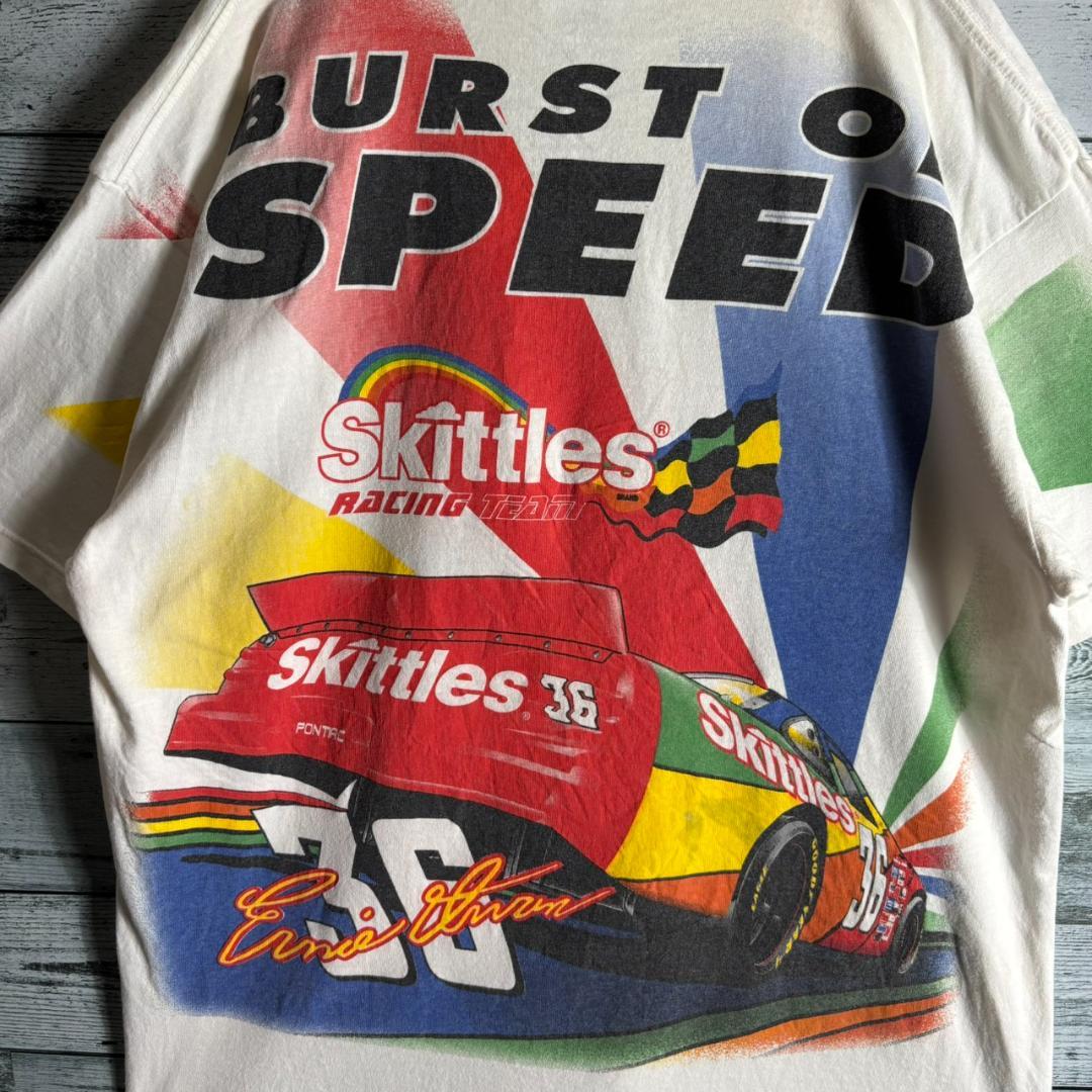Skittles レーシングTシャツ NASCAR 両面プリント　メンズXL　白