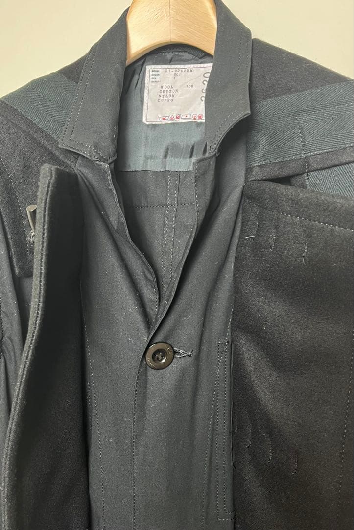 sacai Wool Melton Coat サカイ サイズ１ ブラック