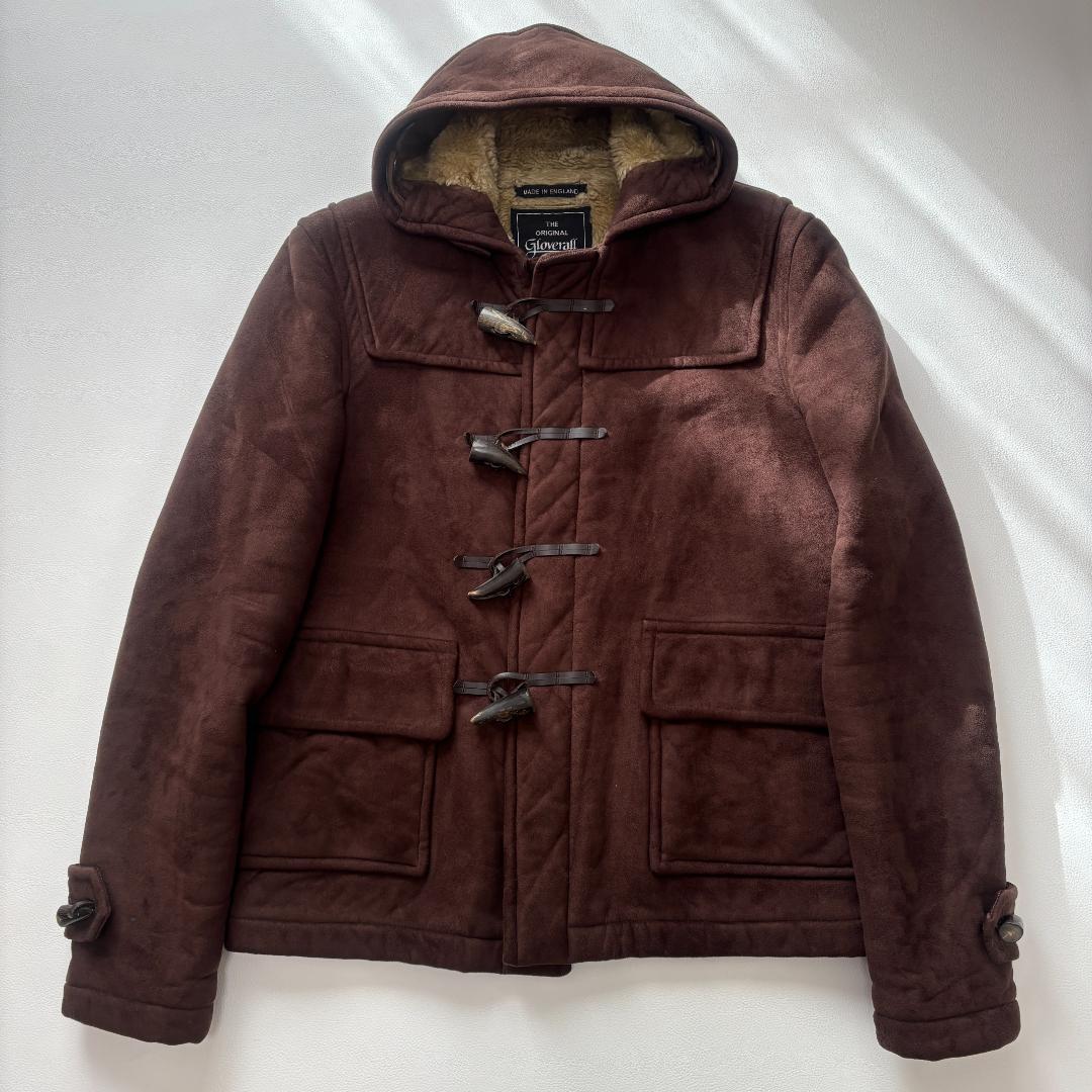 Gloverall ダッフルコート フェイクムートン 裏ボア M 英国製 茶色