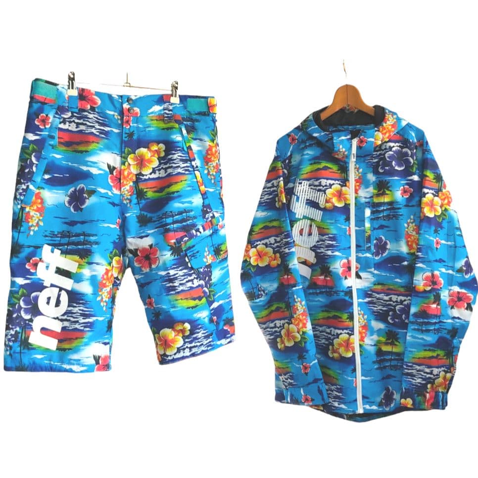 s*&様 neff アロハシャツ柄スノーボードウェア 上下セット ジャケットとハ