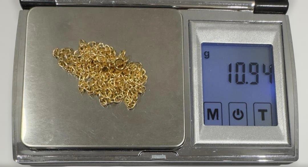 極美品★K18 アズキチェーンネックレス 約10.9g/約55㎝ ホールマーク刻