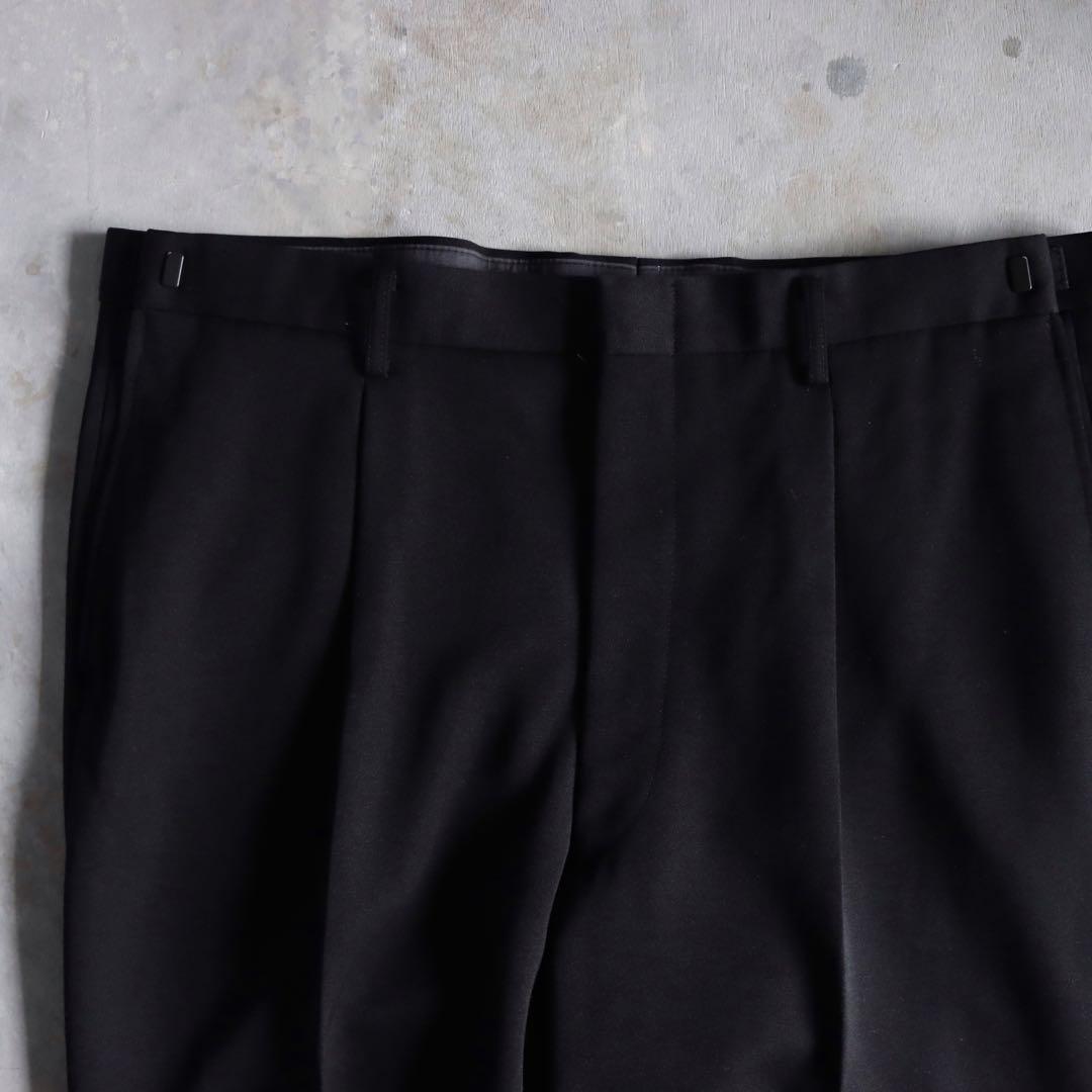 90s 黒×緑色セットアップ シャツネクタイ付属 ワイドスラックス ピンズ