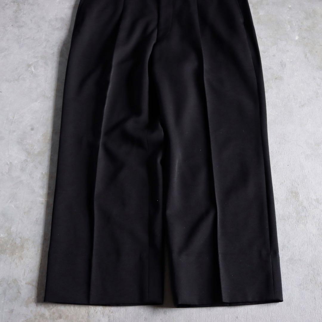 90s 黒×緑色セットアップ シャツネクタイ付属 ワイドスラックス ピンズ