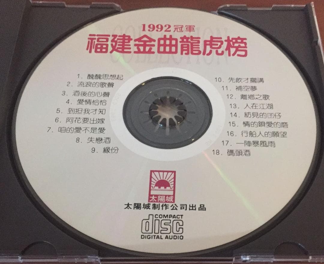 CDー台湾1992年「冠軍福建金曲龍虎榜」太陽城制作公司SM版CD