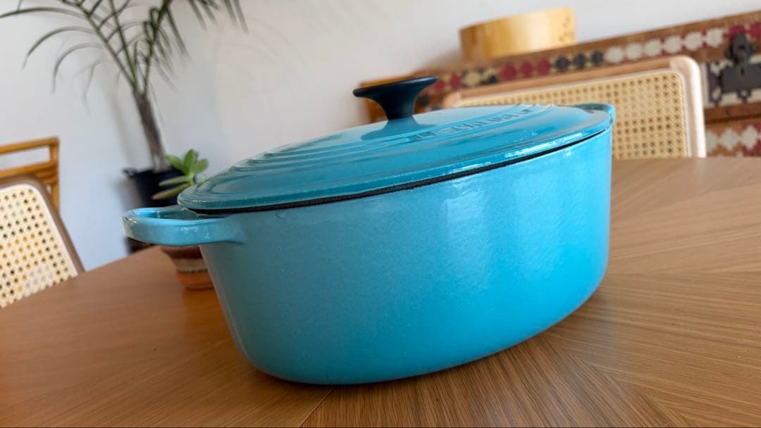 【ル・クルーゼ】楕円鍋　27cm カリビアンブルー　オーバル