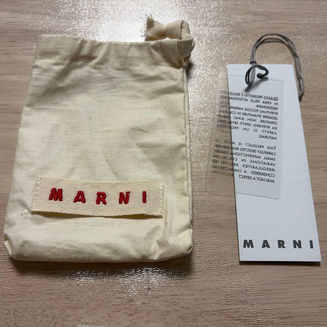MARNI 二つ折り財布 ネイビー/ホワイト/オリーブ