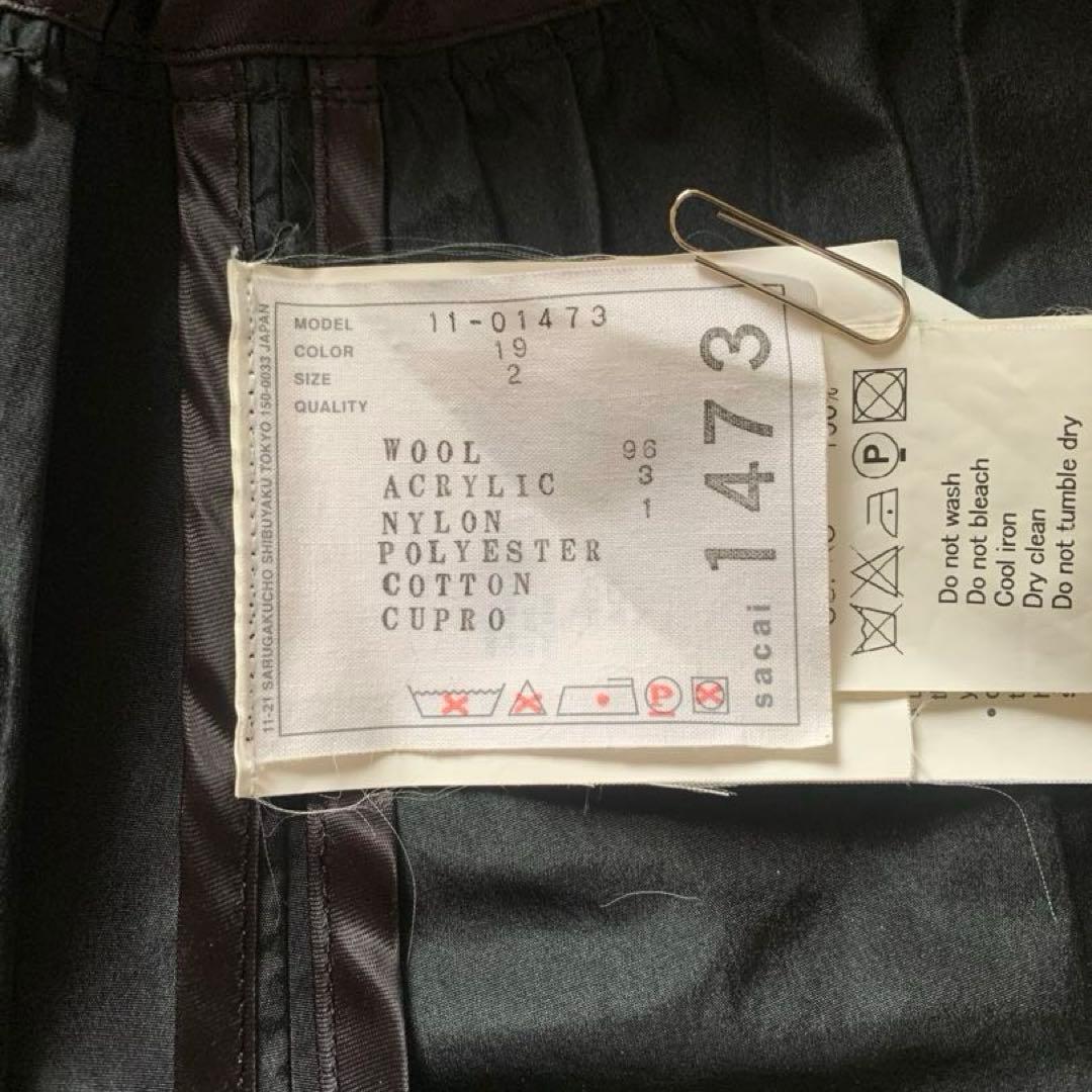 美品 sacai サカイ ツイード ドッキング コート レイヤード 2 黒