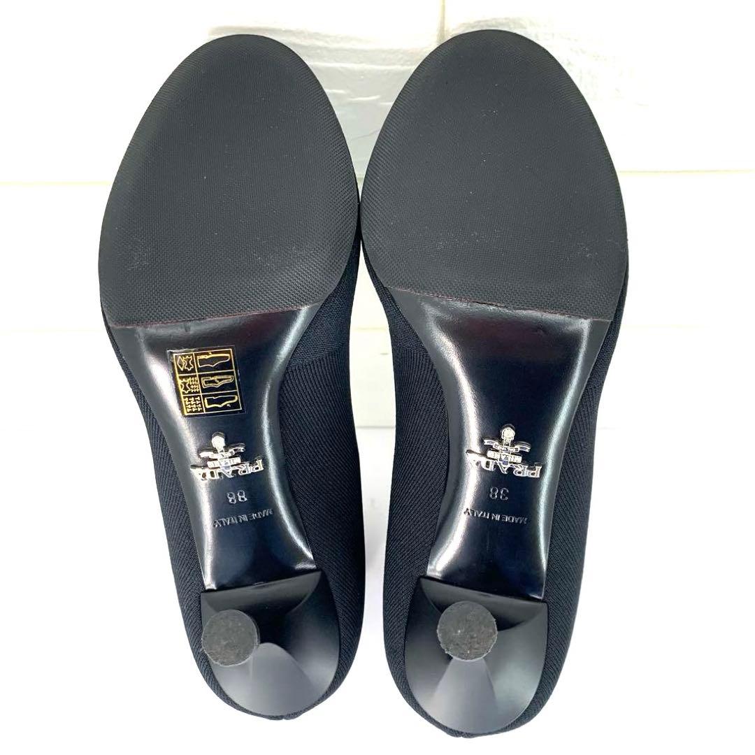 【極美品】PRADA プラダ　ブラックニットソックスブーツ　三角ロゴ　サイズ38