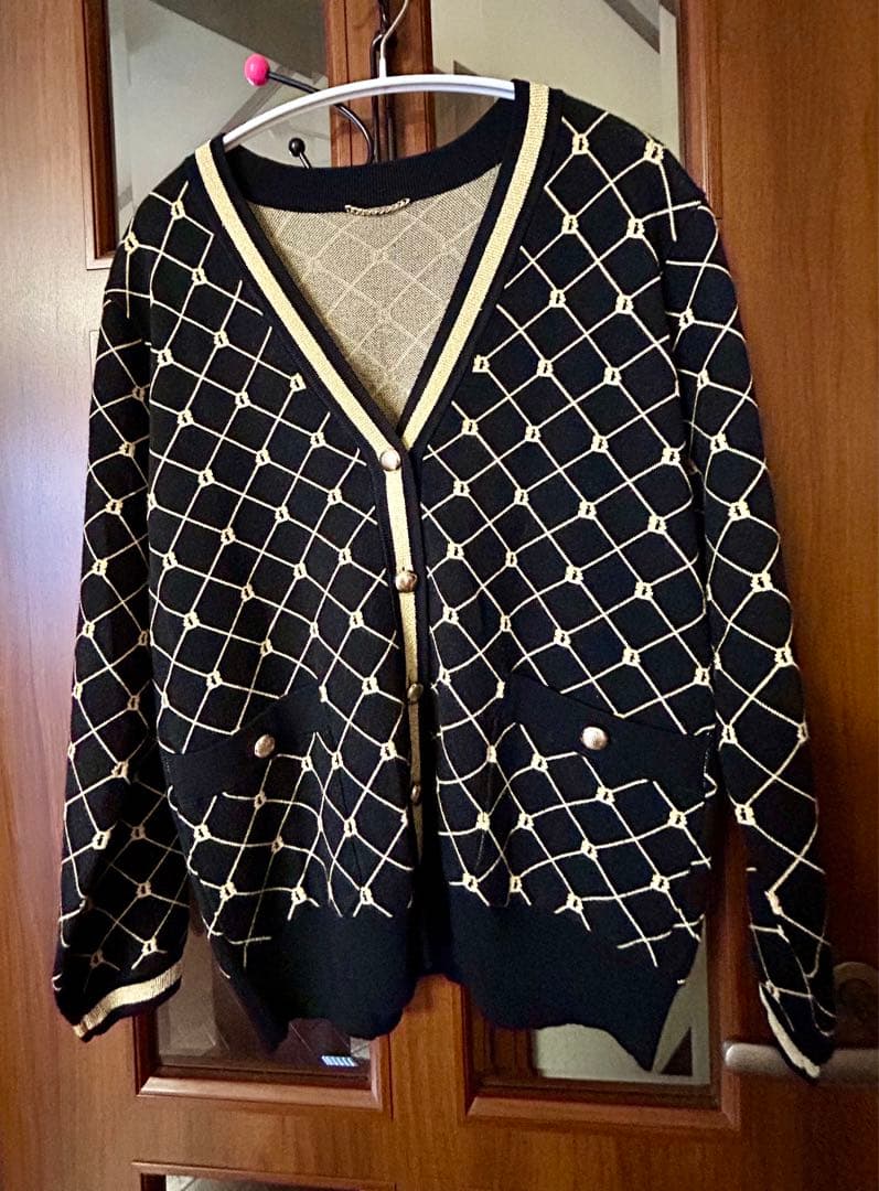 美品＊アルアバイル ロープパターン ジャガードカーディガン