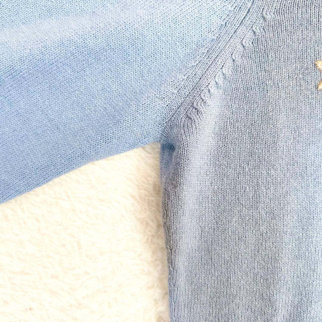 希少✨美品 ケイタマルヤマ フラワー刺繍 カーディガン カシミヤ ブルー