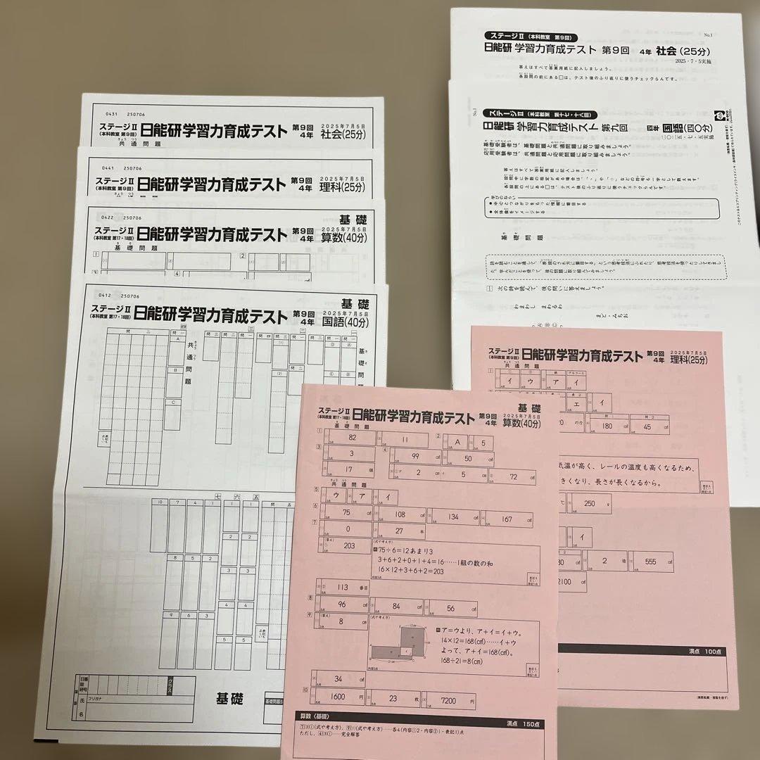 未使用❗️2025年 日能研 4年 ステージⅡ育成テスト⑨⑩