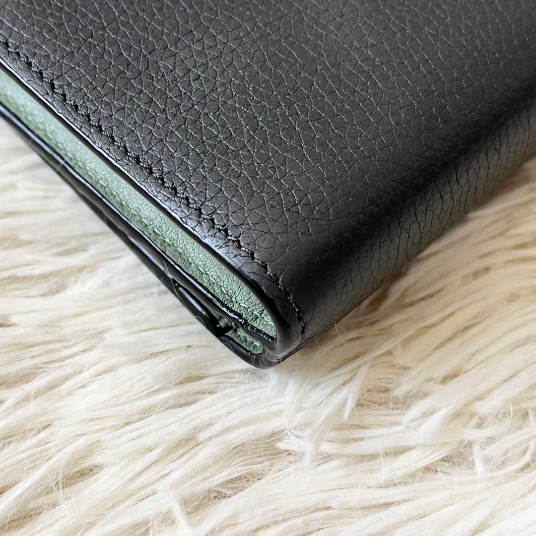 美品✨LOEWEロエベ　バーティカルウォレット　グレー　レザー　アナグラム