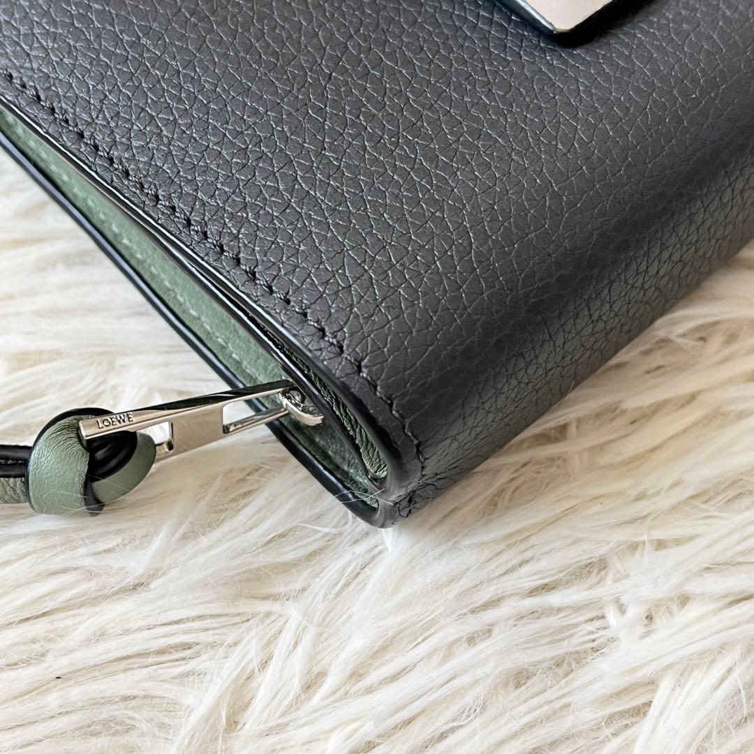 美品✨LOEWEロエベ　バーティカルウォレット　グレー　レザー　アナグラム