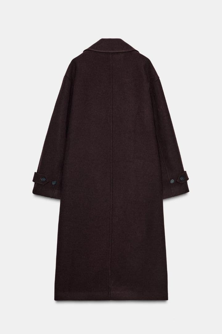 ZARA バーガンディ ダブルブレスト ロングコート