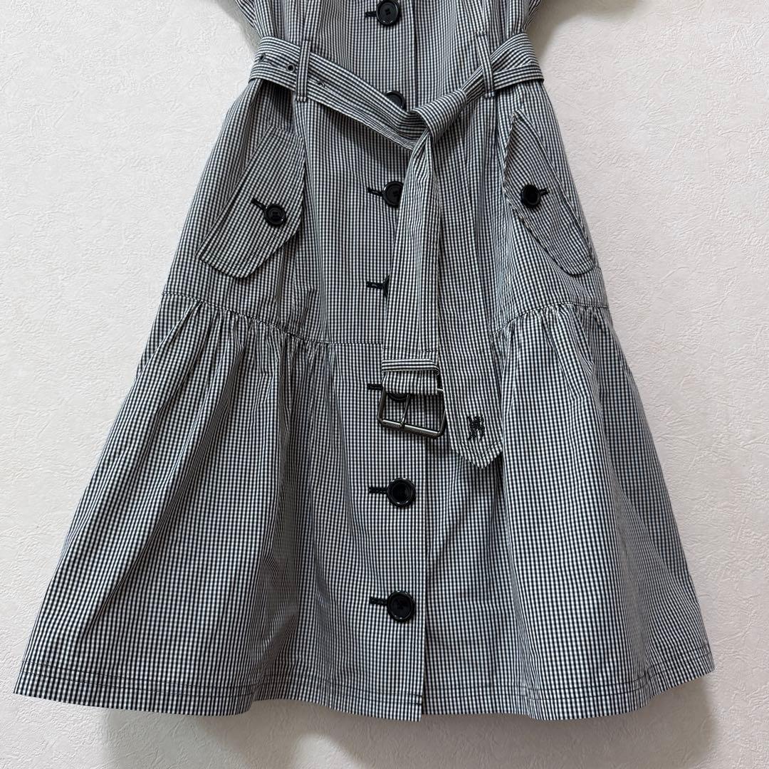 バーバリー ブルーレーベル コート風 ワンピース チェック柄 36 S ベルト付