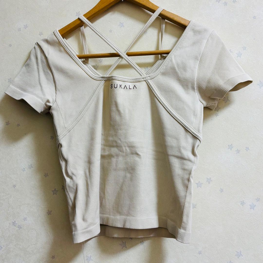 【新品】LAVA SUKALA カップ付きオープンネックTee M アイボリー