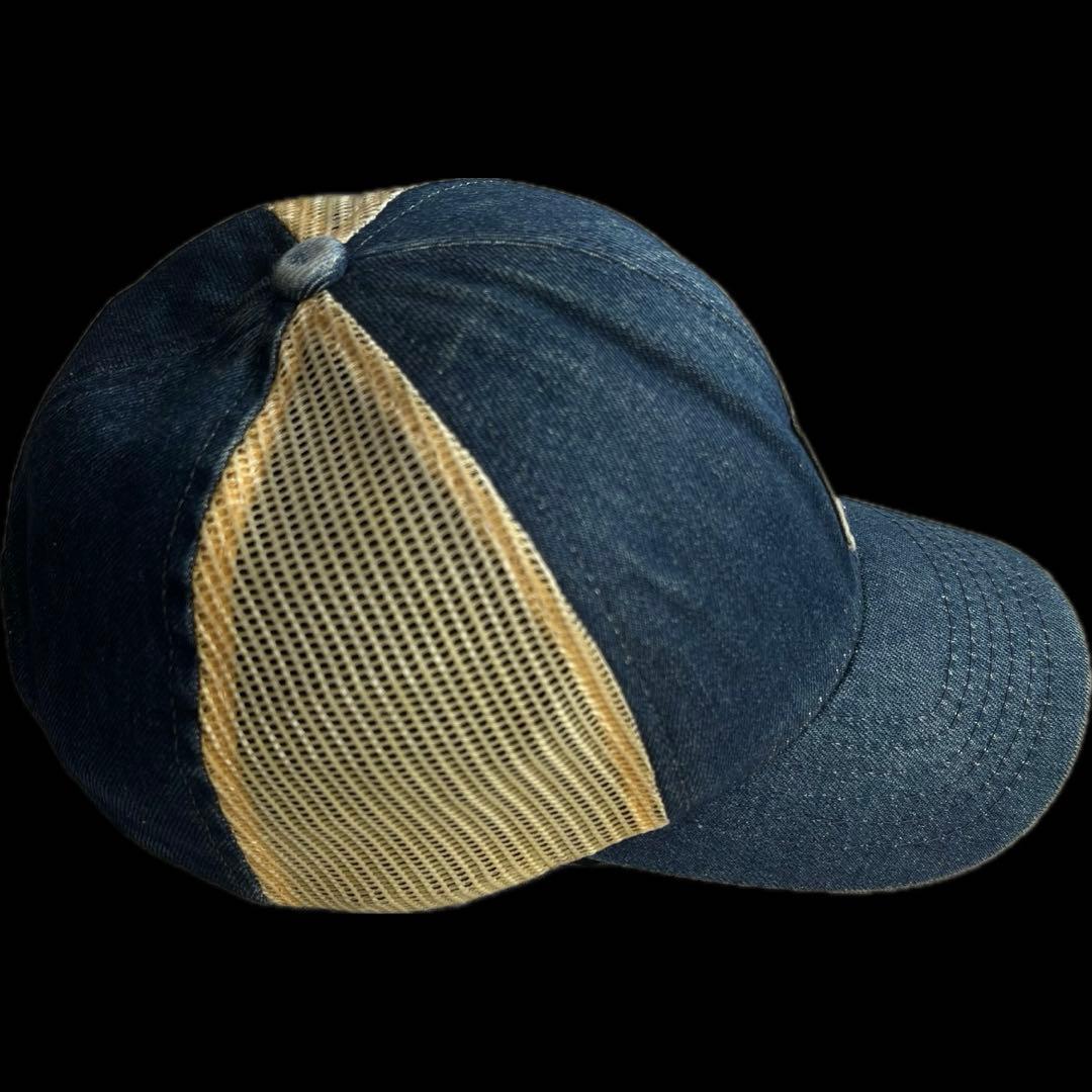 “刺繍ロゴ” old stussy 6パネルキャップ DENIM MESH