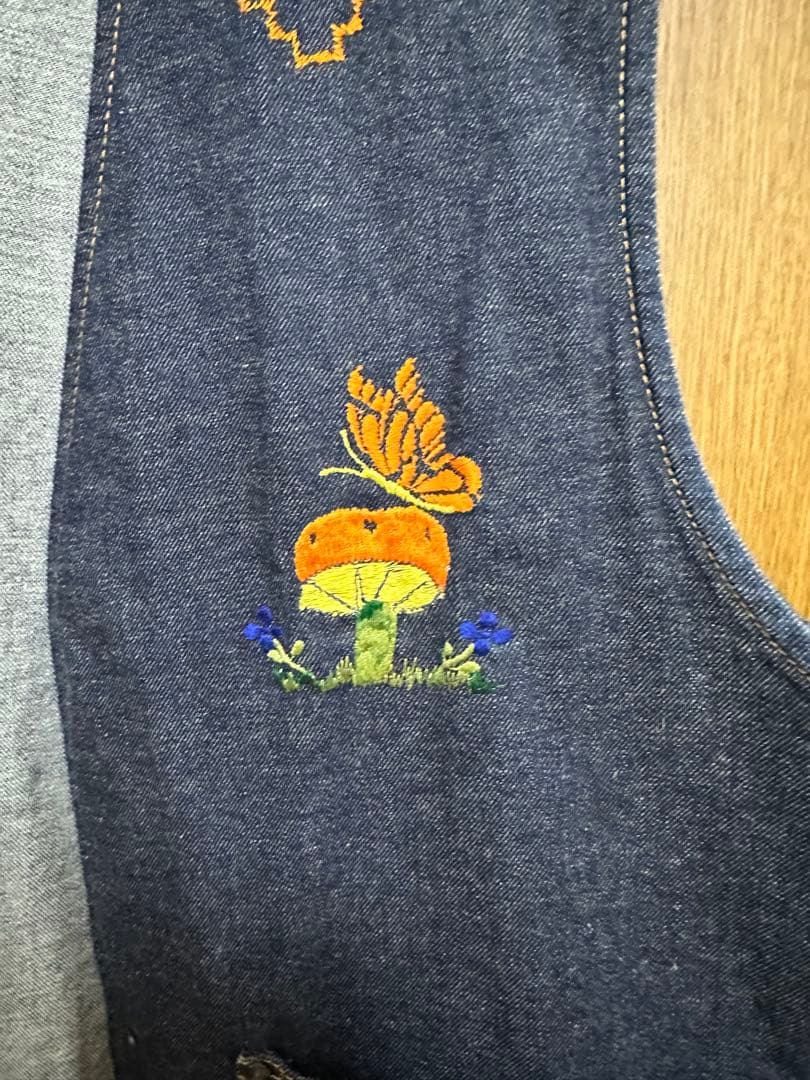 Lサイズ！Needles パピヨン刺繍デニムベスト