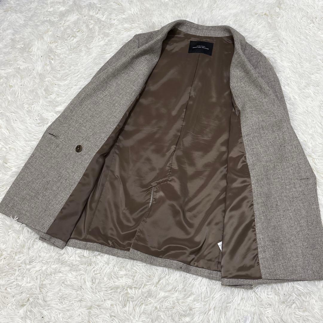 美品☆グリーンレーベルリラクシング メランジツイルダブルジャケット　38
