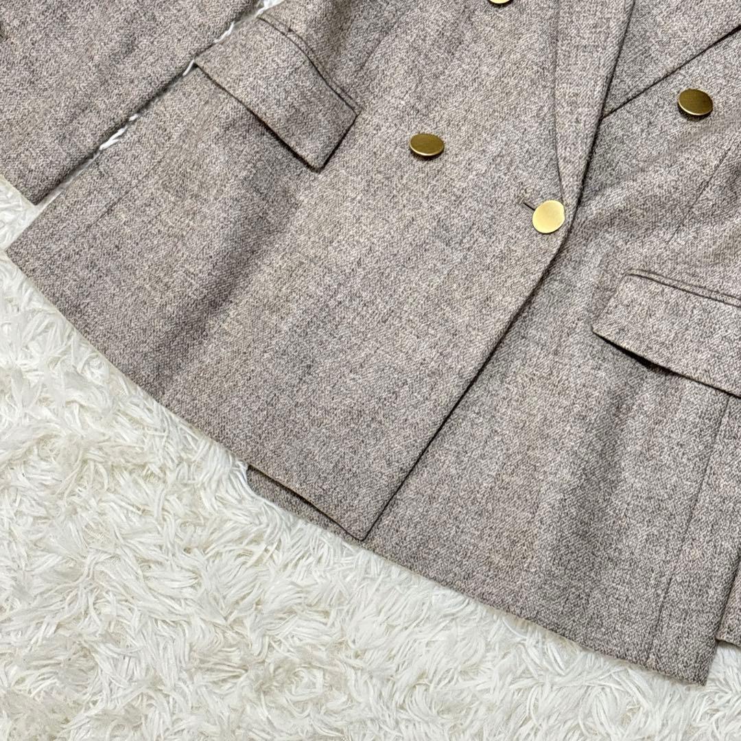 美品☆グリーンレーベルリラクシング メランジツイルダブルジャケット　38