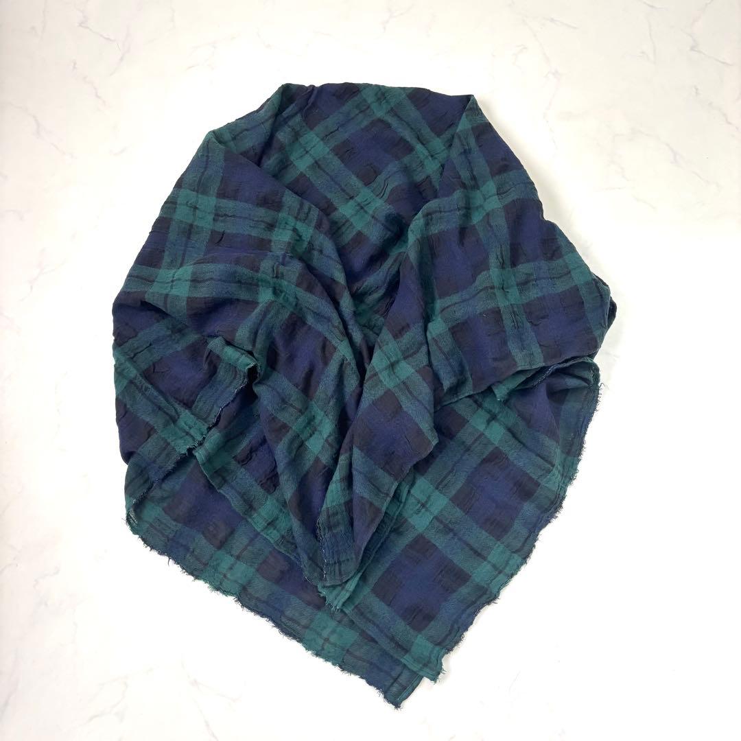 【極美品 今期完売モデル】大判 Checked ガーゼストール ブラックウォッチ