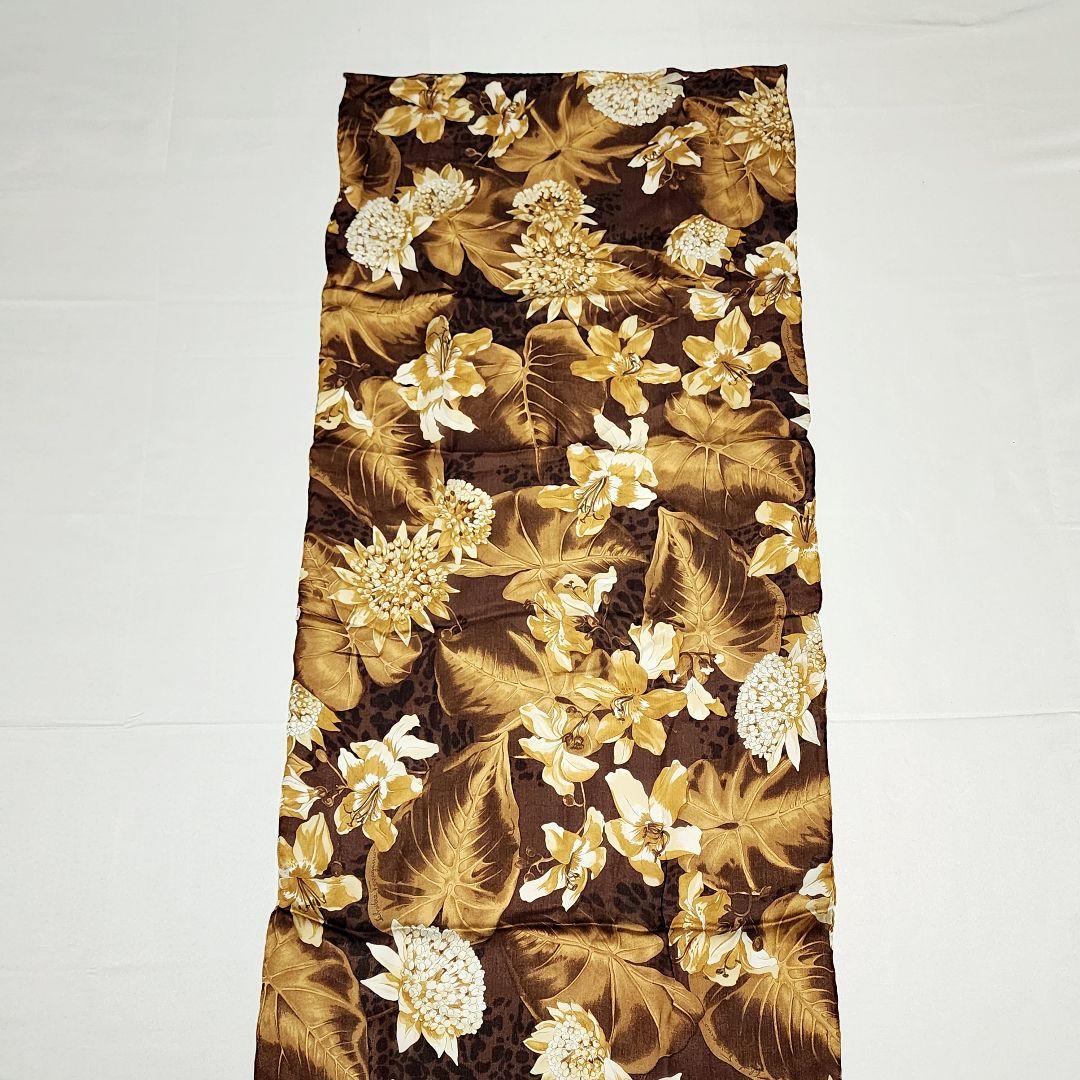 極美品 Ferragamo ストール シフォン 花 リーフ シルク ブラウン.