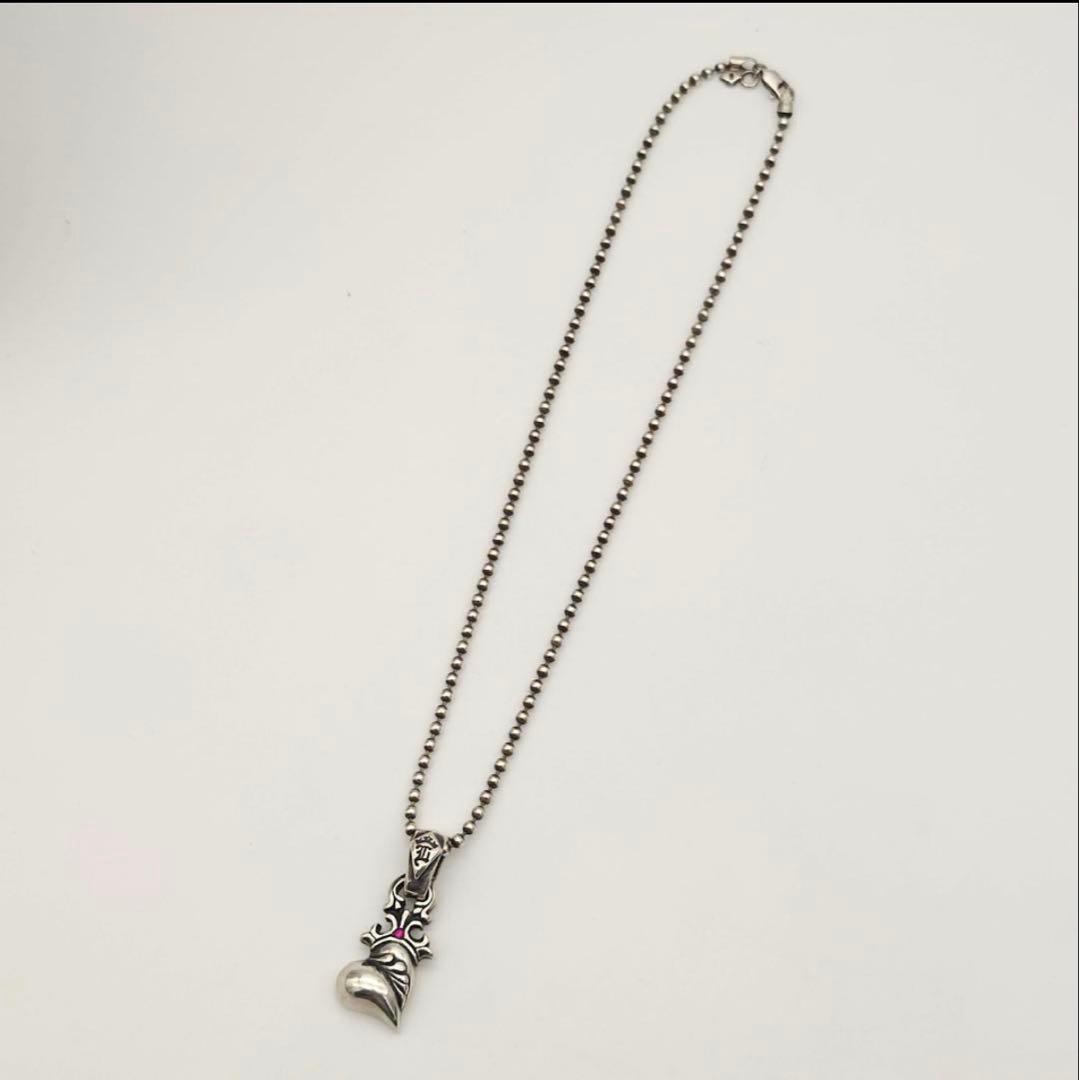 ビルウォールレザー　ハートクラウンネックレス　シルバー925