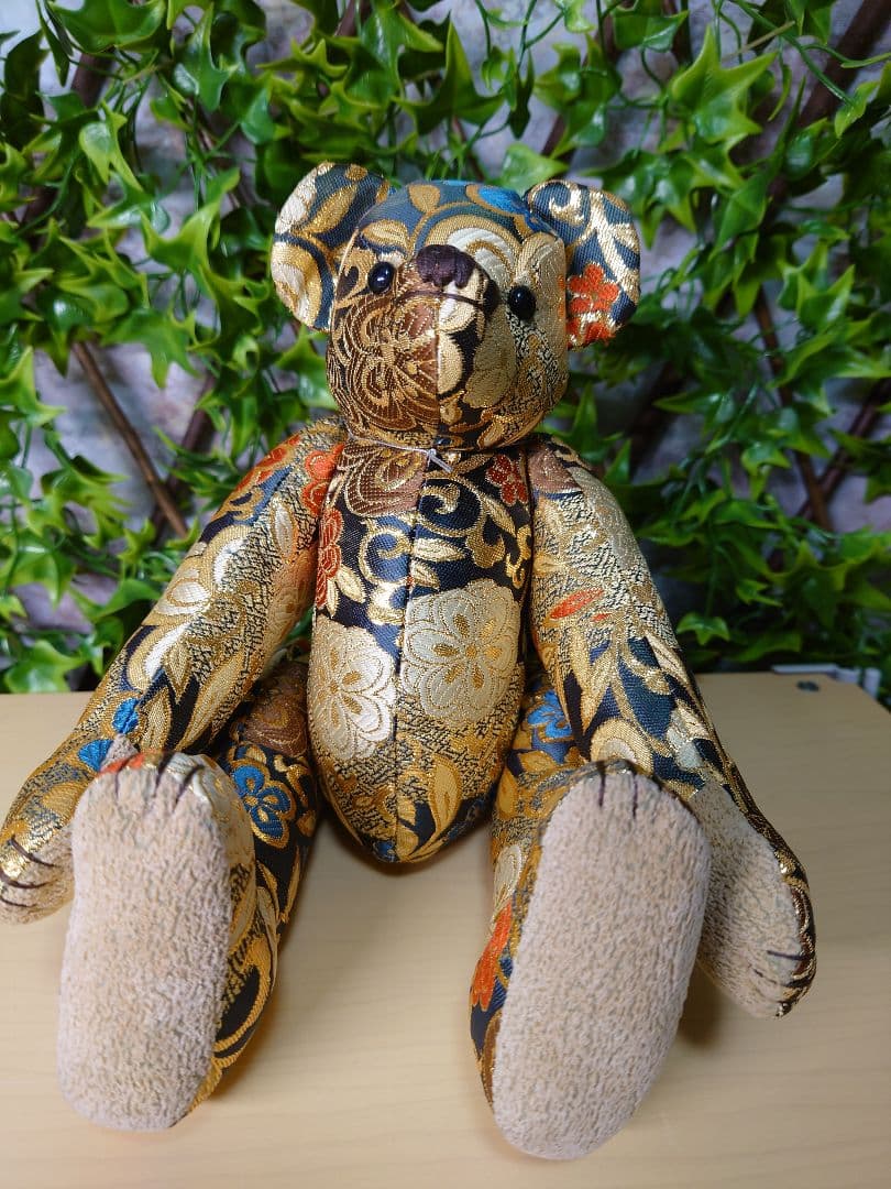 黒船堂 テディベア teddy bear錦織り JAPAN　キラキラGOLD ☆