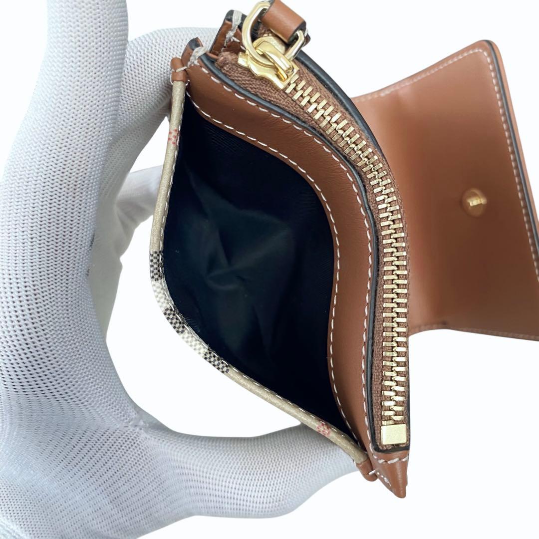 BURBERRY【美品】PVC&レザー 3つ折り コンパクト財布 ノバチェック