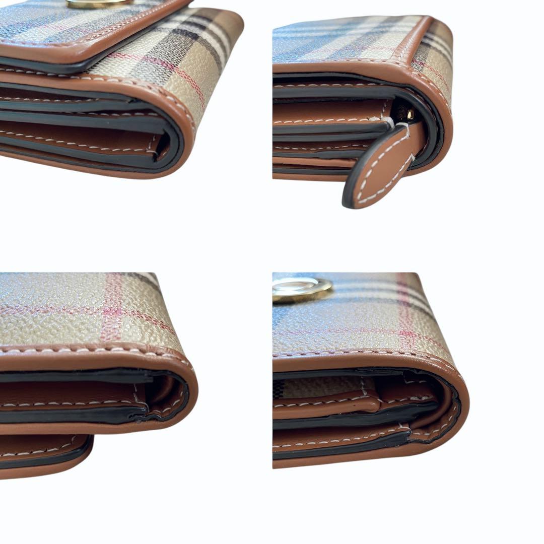 BURBERRY【美品】PVC&レザー 3つ折り コンパクト財布 ノバチェック