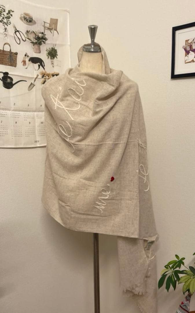 CITRUS ジュテーム刺繍ストール　ウールブレンド