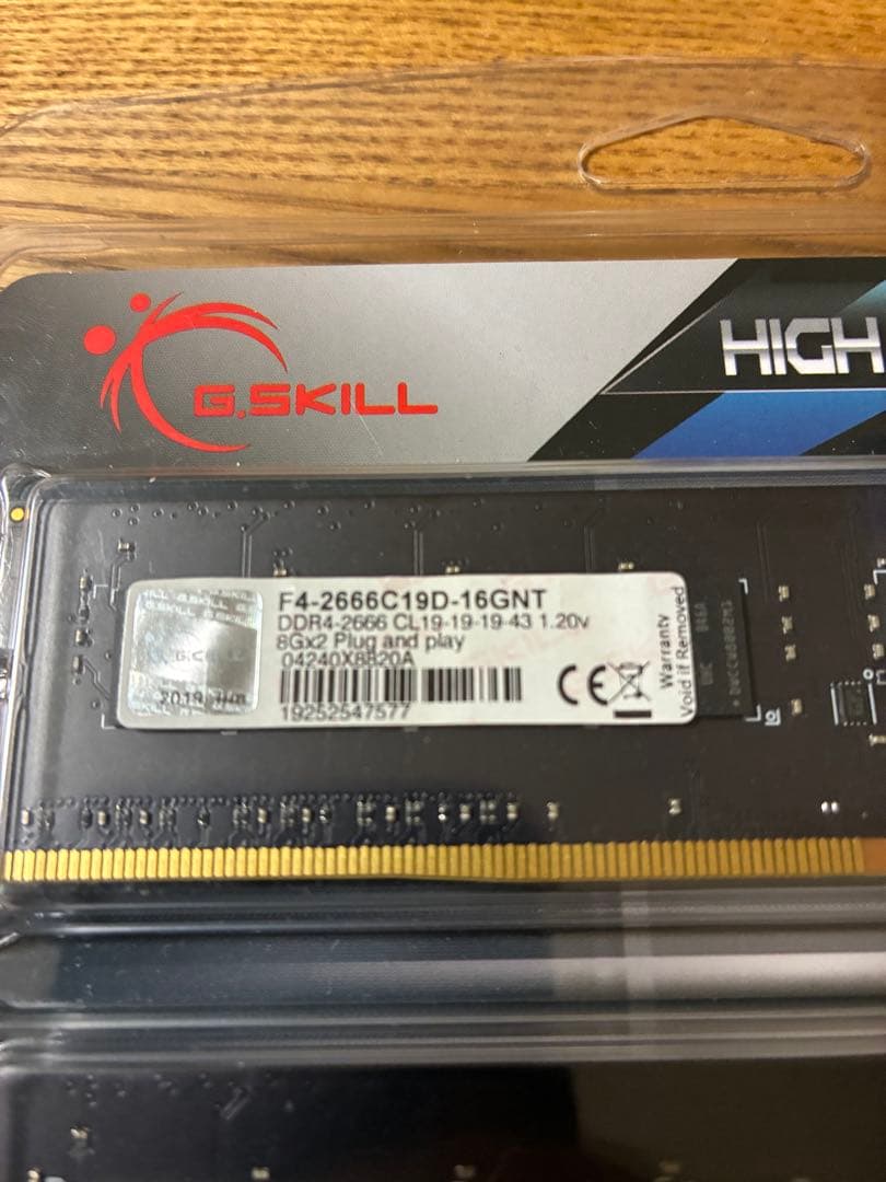 G.SKILL DDR4 16GB (2x8GB) 2666MHz メモリー