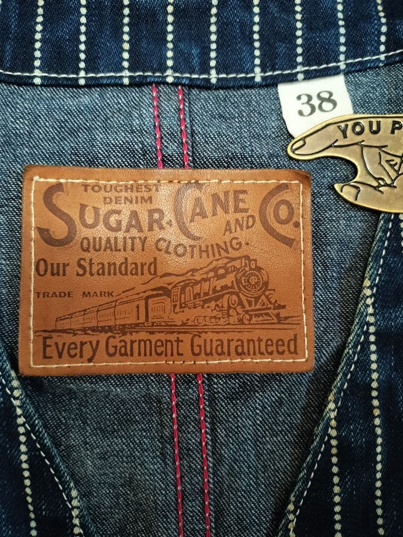SUGAR CANE インディゴストライプ ベスト 38