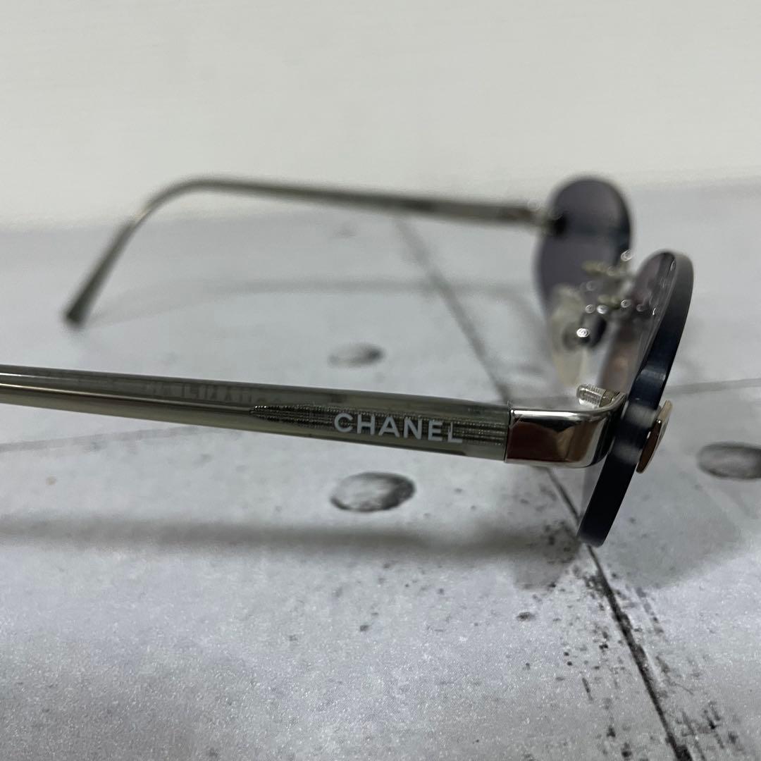 CHANEL シャネル　サングラス　メガネ ツーポイント リムレス 度入り　黒