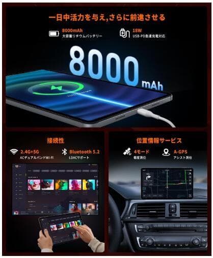 美品★12inタブレット(HitabtP30A)+専用ケース・フィルム+車ホルダ