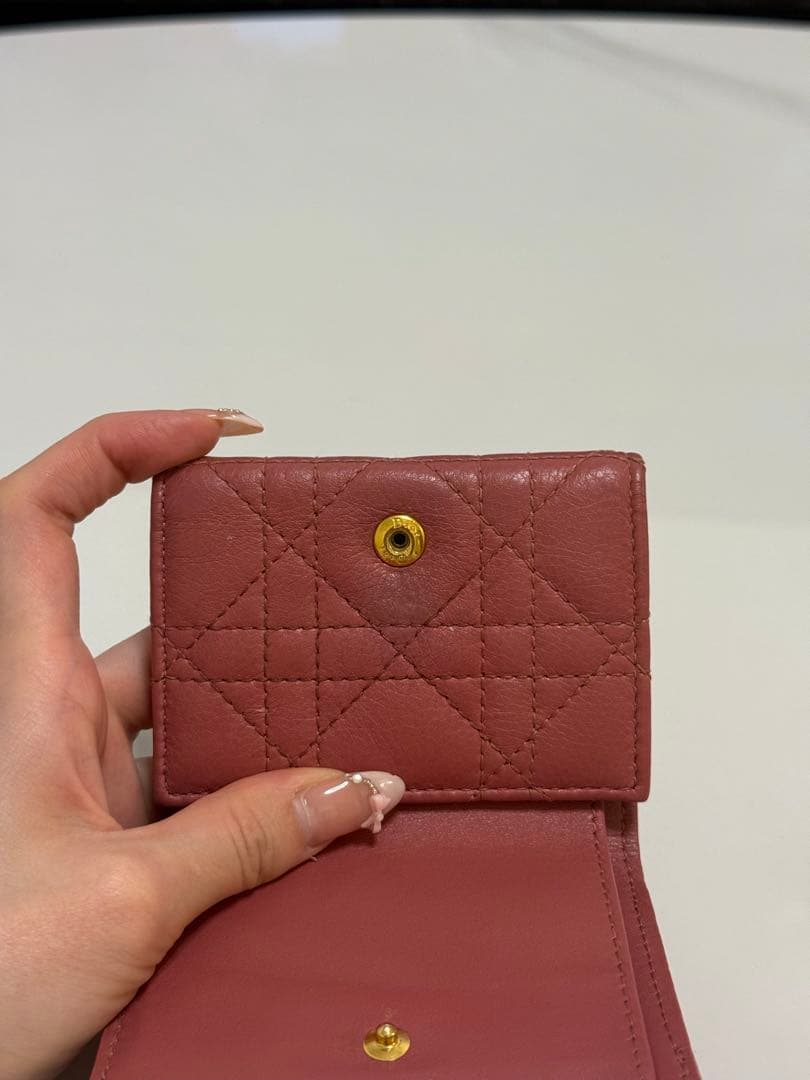 Dior 三つ折り財布 コンパクトウォレット　ピンク