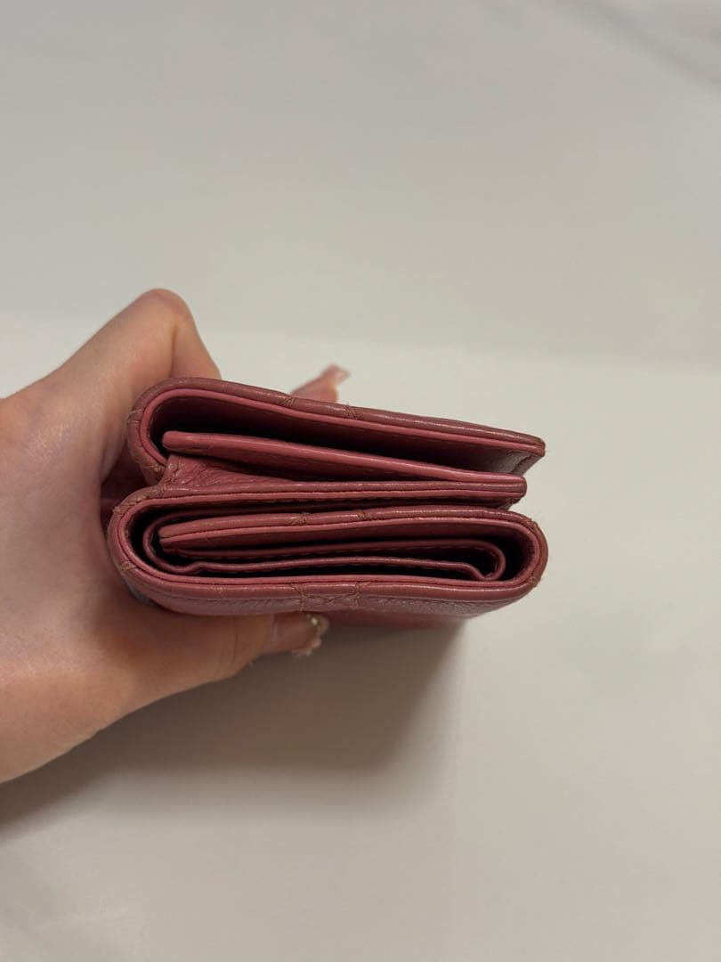 Dior 三つ折り財布 コンパクトウォレット　ピンク