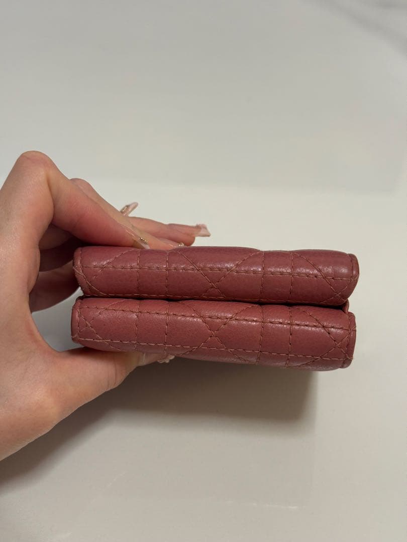Dior 三つ折り財布 コンパクトウォレット　ピンク