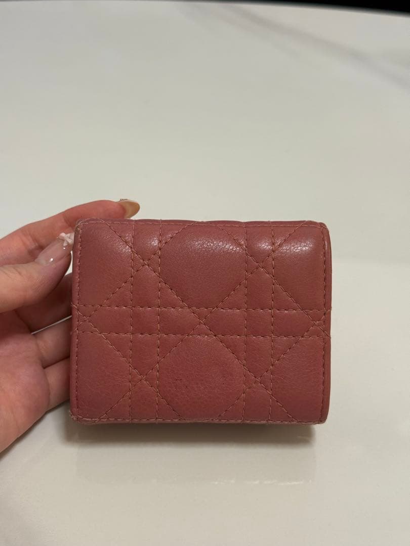 Dior 三つ折り財布 コンパクトウォレット　ピンク