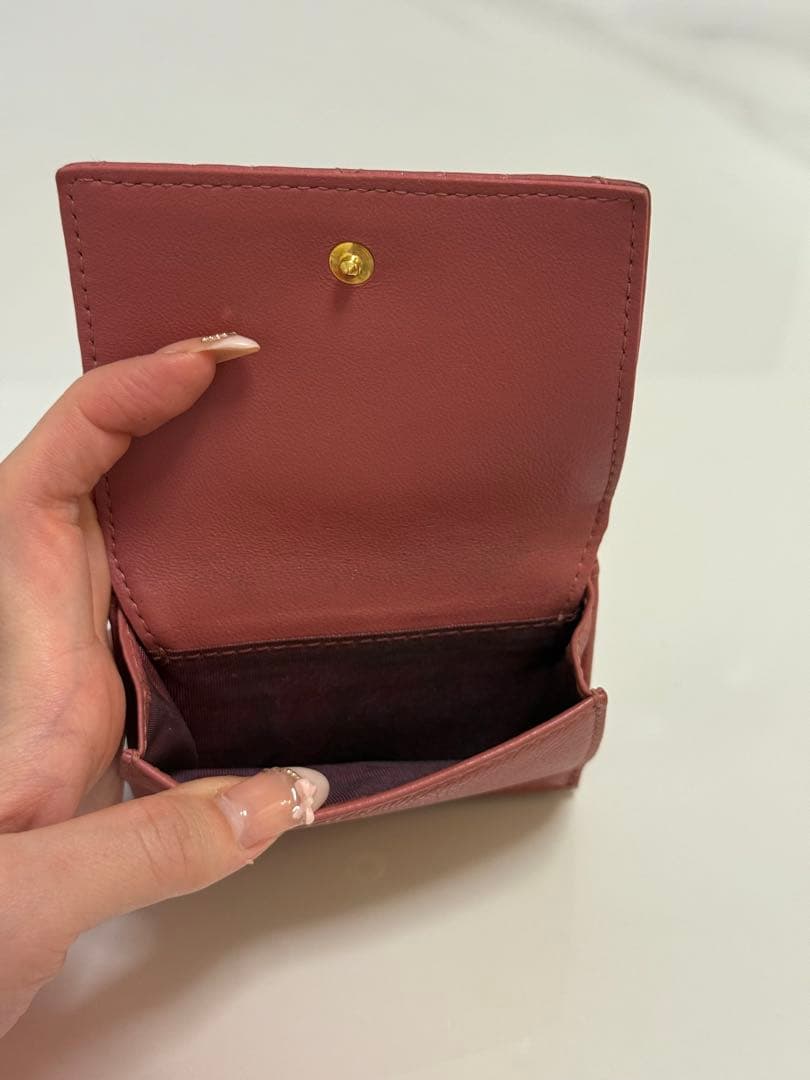 Dior 三つ折り財布 コンパクトウォレット　ピンク