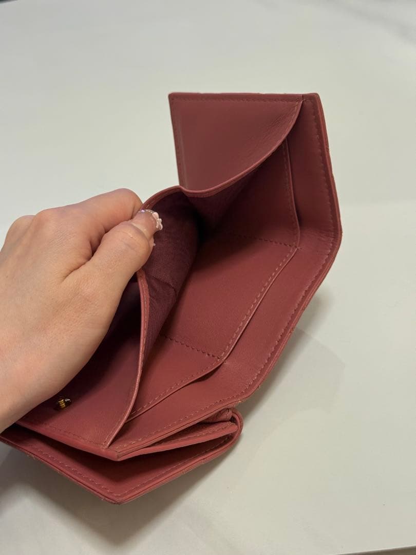 Dior 三つ折り財布 コンパクトウォレット　ピンク