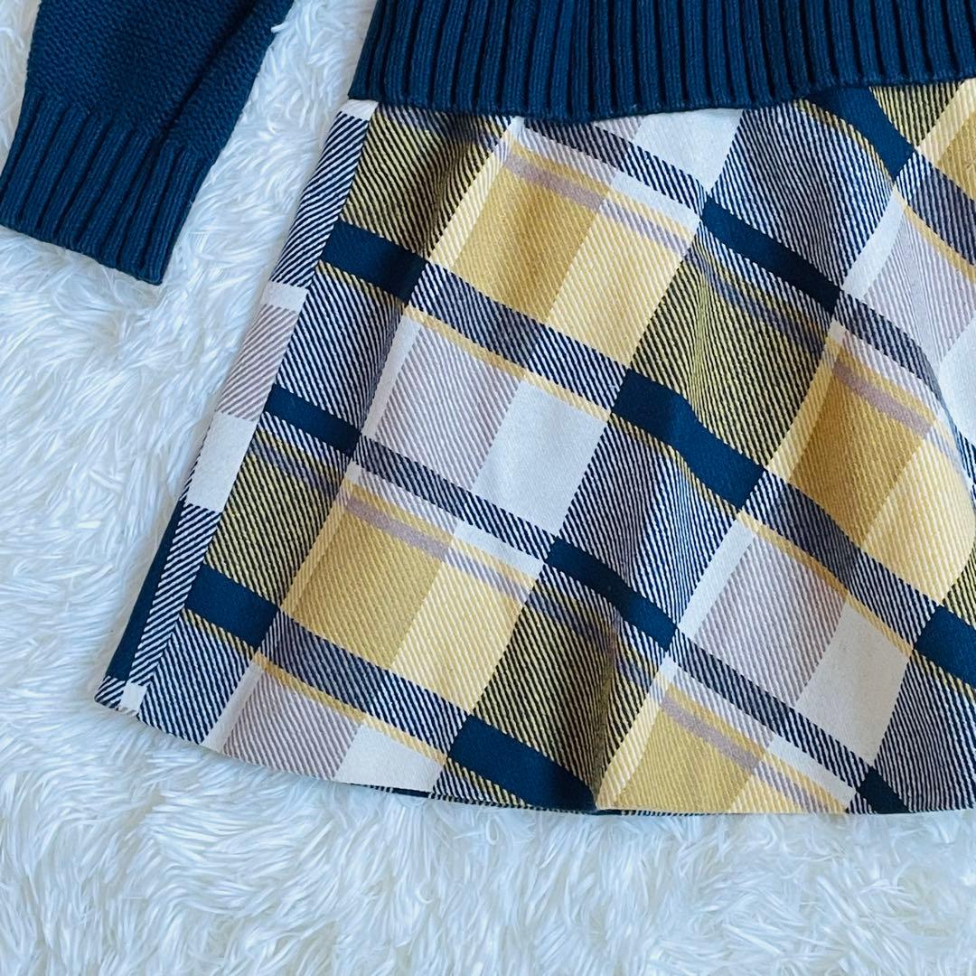 BURBERRY BLUE LABEL ニット切替ワンピース 38 チェック