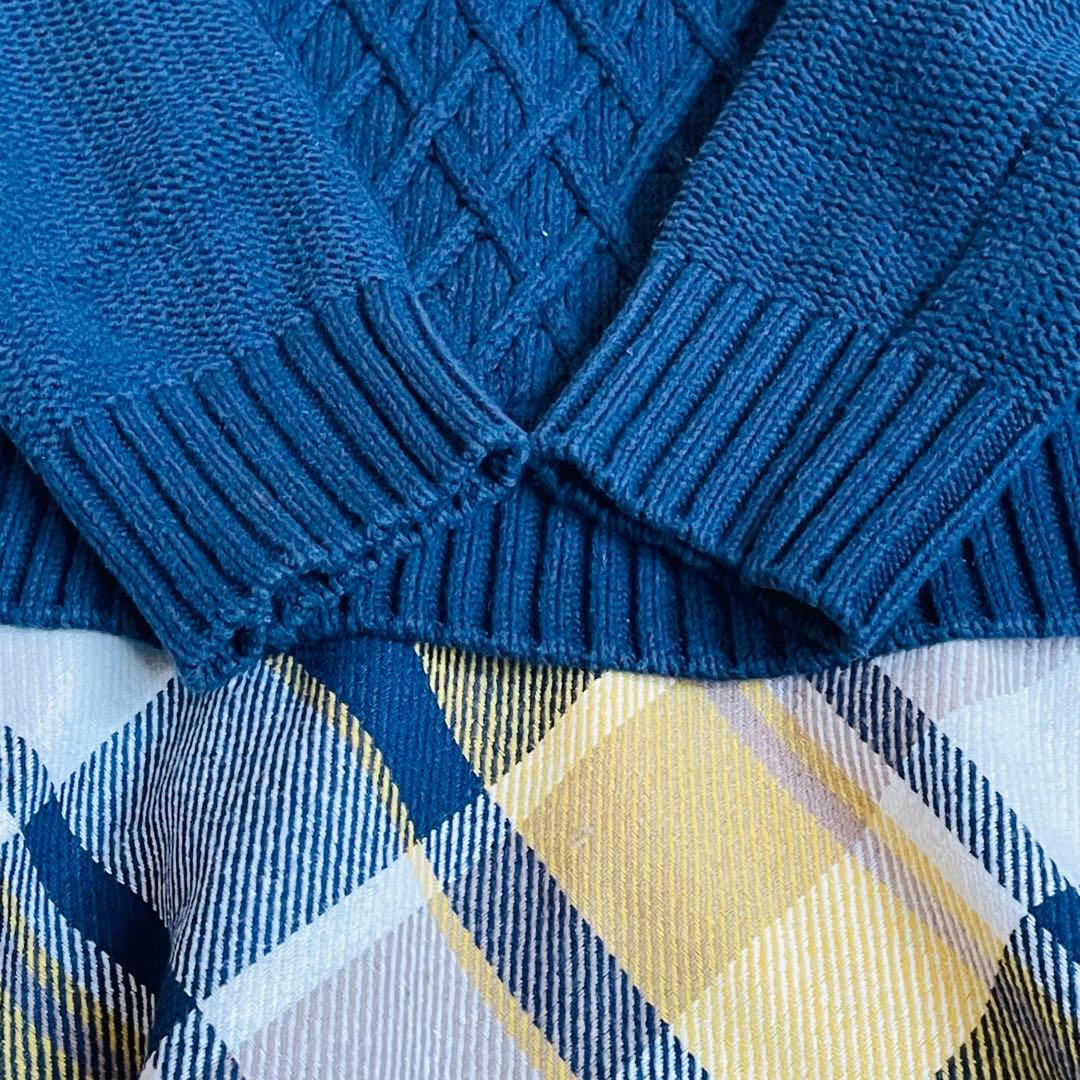 BURBERRY BLUE LABEL ニット切替ワンピース 38 チェック