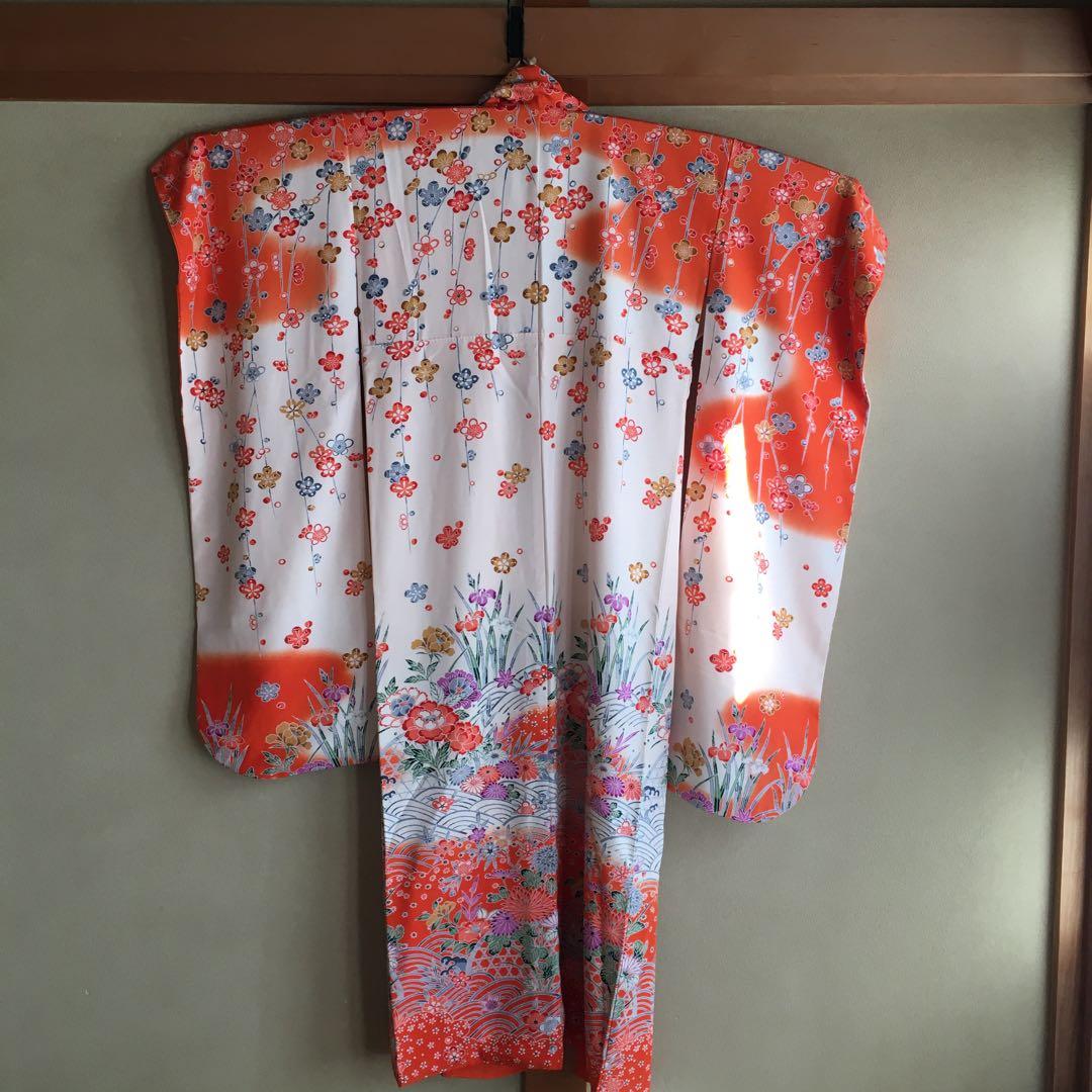 振袖　正絹 紅型　橙色