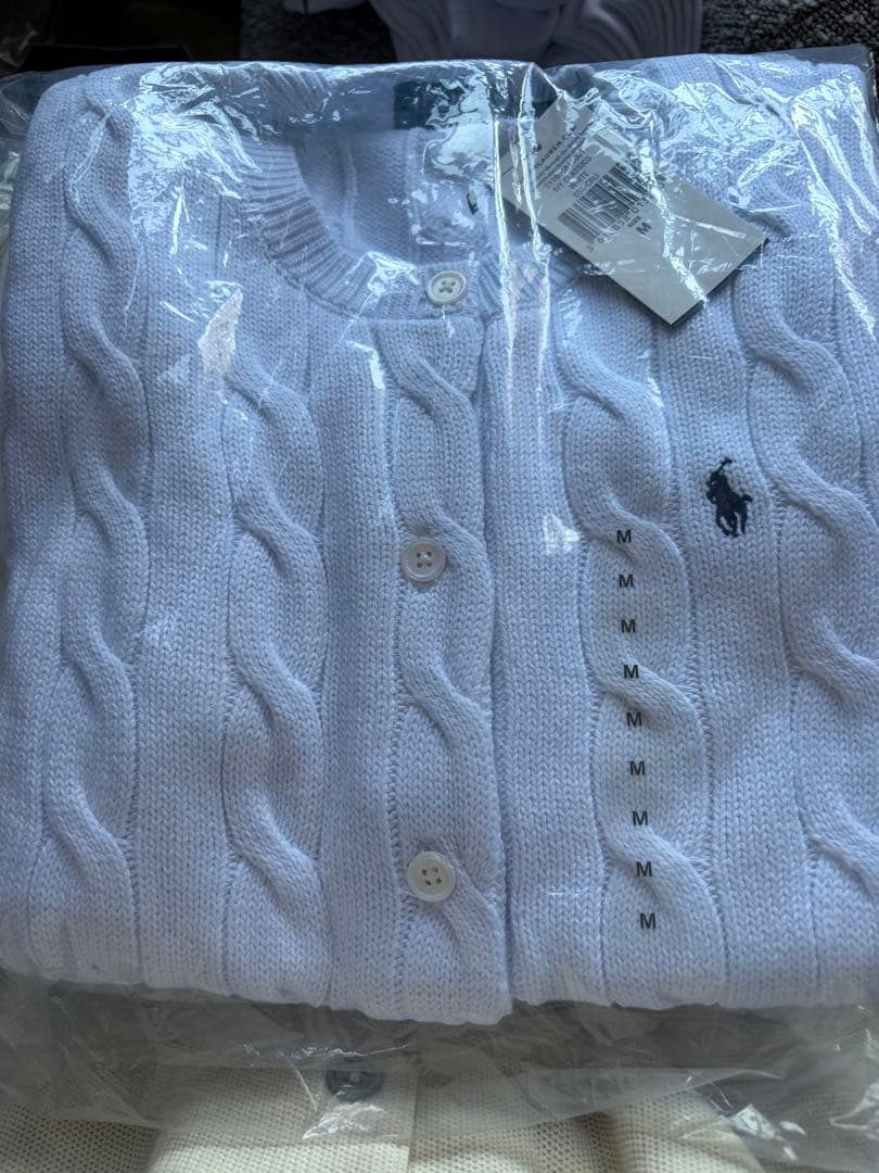 新品✨POLO Ralph Lauren ケーブルニット 半袖 カーディガン 白